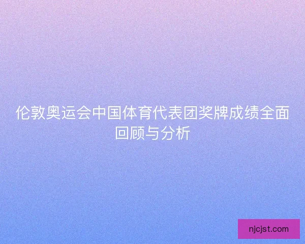 伦敦奥运会中国体育代表团奖牌成绩全面回顾与分析